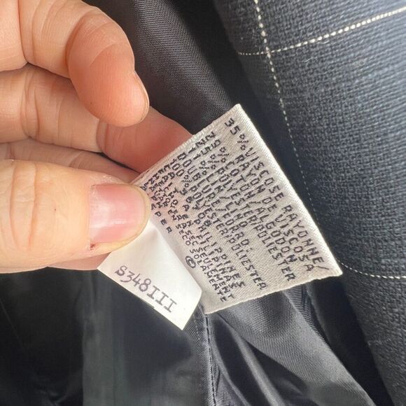 Anne‎ Klein Suits Black Lightly Checkered Lined Blazer Single Breasted Size 6 - Picture 8 of 9